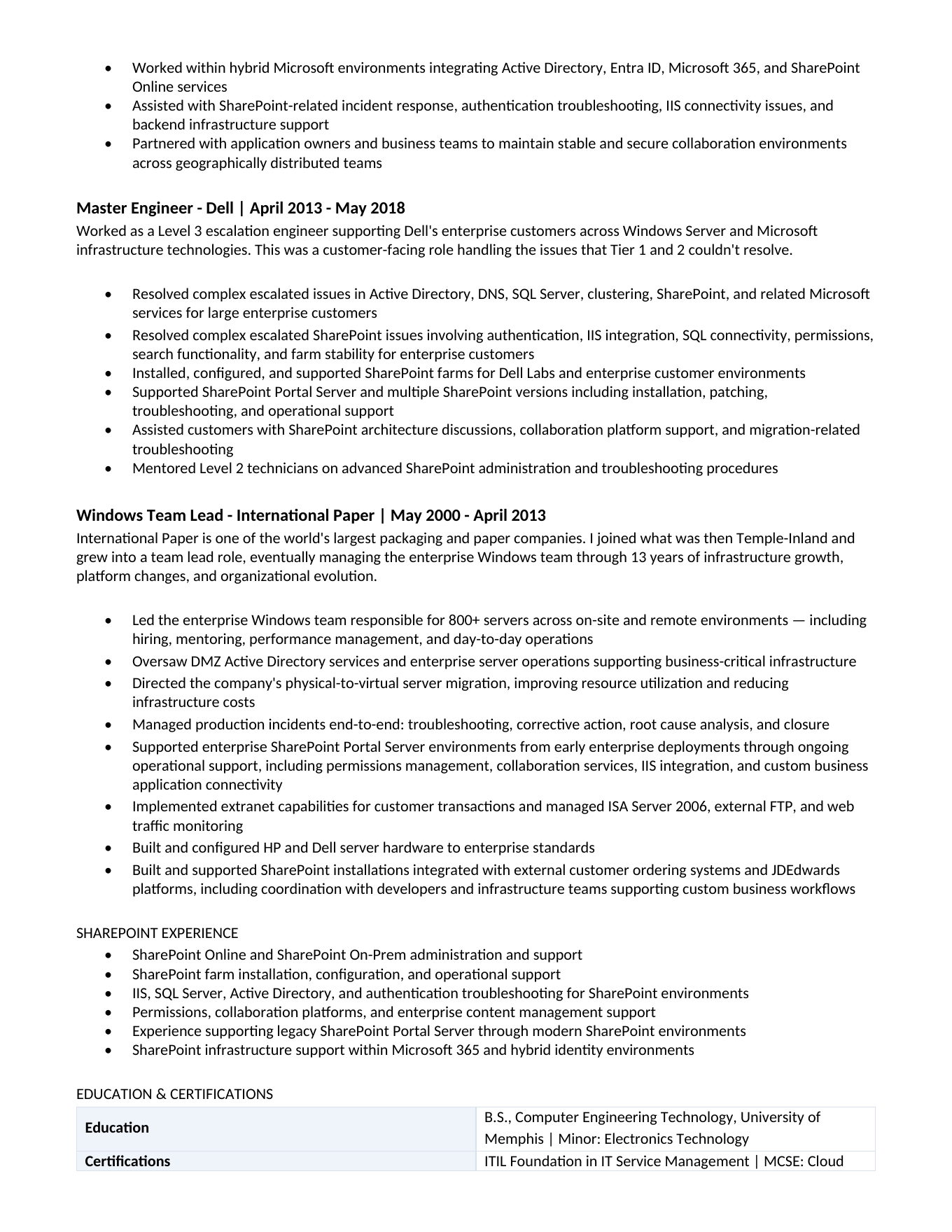 Resume page 2